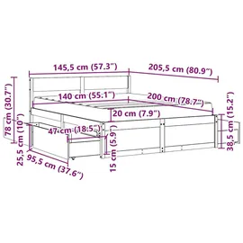 vidaXL Bett 140 x 200 cm Weiß