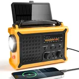 Solar Kurbelradio mit 12000mAh Akku Wiederaufladbare, Extra Große Solarpanel, AM/FM Notfallradio mit Taschenlampe & Leselicht, Hohe Klangtreue, Aufladbar Powerbank, SOS Alarm für Outdoor Camping