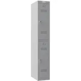 Phoenix Spind Locker grau PL1230GGK, 2 Schließfächer 30,0 x 50,0 x 183,0 cm