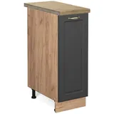 Vicco Apothekerschrank Fame-Line, 30 cm, AP Eiche, Anthrazit-Gold/Goldkraft Eiche - Grau