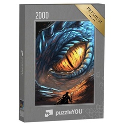 puzzleYOU Puzzle Orangefarbenes Auge des Drachen, 2000 Puzzleteile, puzzleYOU-Kollektionen Drache, Tiere aus Fantasy & Urzeit