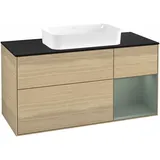 Villeroy & Boch Finion Waschtischunterschrank G712GMPC 120x60,3x50,1cm, Regal rechts Olive Matt Lacquer, Oak Veneer