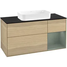Villeroy & Boch Finion Waschtischunterschrank G712GMPC 120x60,3x50,1cm, Regal rechts Olive Matt Lacquer, Oak Veneer