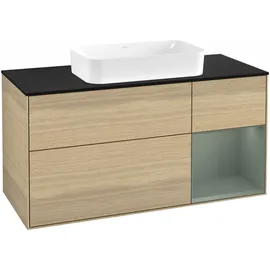 Villeroy & Boch Finion Waschtischunterschrank G712GMPC 120x60,3x50,1cm, Regal rechts Olive Matt Lacquer, Oak Veneer