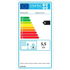 Justus Kaminofen Baltrum D 2.0 5,5 kW | Stahl Schwarz, Speckstein