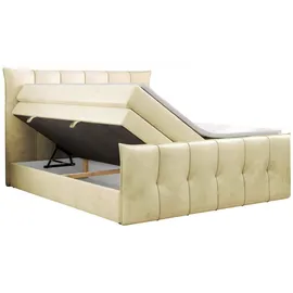 ks home concept Boxspringbett Creme, Textil, H4, 160x200 cm, Schlafzimmer, Betten, Boxspringbetten