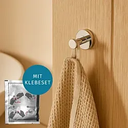 AquaCraft 100 Handtuchhaken mit Klebeset, Set zum Kleben, chrom Set zum Kleben, chrom