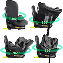 XOMAX XZ-16 Kindersitz drehbar 360° mit ISOFIX und Liegefunktion I mitwachsend I 0-36 kg, 0-12 Jahre, Gruppe 0/1/2/3 I 5-Punkt-Gurt und 3-Punkt-Gurt I Bezug abnehmbar, waschbar I ECE i-Size 129R