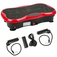 Vibrationsplatte Fitness Shaper Rüttelplatte mit Bluetooth Lautsprecher, LCD-Display und Trainingsbänder (Schwarz-rot)
