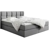 Livetastic Boxbett, Dunkelgrau, Textil, H3, Höhe ca. 19 cm, 140x200 cm, Bettkasten, gepolstertes Kopfteil, Topper durchgehend, Schlafzimmer, Betten, Boxspringbetten