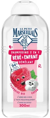 Le Petit Marseillais Shampoo 2in1 Entwirrend Baby Und Kind Bio Himbeere/Baumwolle Flasche 300ml