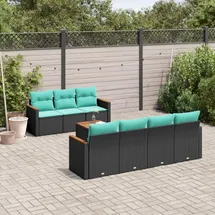 vidaXL Gartensofa-Set 8-tlg. schwarz