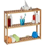 Relaxdays Wandregal Bambus, 3 Ablagen, höhenverstellbar, HBT: 50 x 60 x 15 cm, Bad - Küche, schmales Hängeregal, natur
