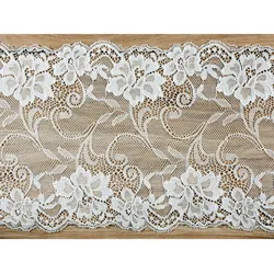 18cm Tischläufer Spitze 9m Vintage Tischband Breites Blumen Spitzenband zum Nähen Dekorieren Basteln Tischdeko Stuhldeko Hochzeitsdeko Hochzeit Weiß