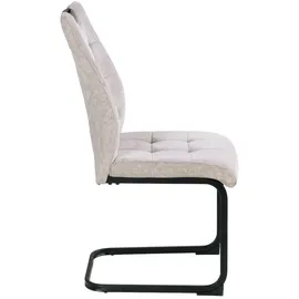 Home4You Schwingstuhl, Beige - Schwarz - Mikrofaser Webstoff - Metallgestell