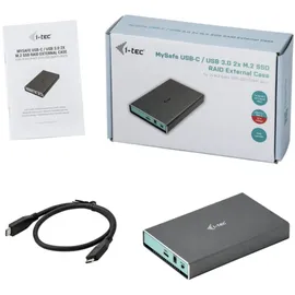 iTEC i-tec MySafe USB 3.0 / USB-C 3.1 Gen. 2, externes Gehäuse Festplattengehäuse, Grau