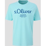 s.Oliver Herren 2139909 T-Shirt, mit Label-Print, Helltuerkis, S