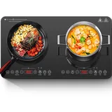 Aobosi Induktionskochfeld 2 platten, Induktionskochplatte tragbares Kochfeld mit Sensor-Touch-Unabhängiger-Steuerung, 20 Temperaturstufen & Leistungsstufen, 4H, Sicherheitssperre,3500W,Neue