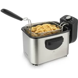H.Koenig Elektro-Fritteuse DFX500 / 3 L / Edelstahl / Heißluft / Einstellbare Temperatur / Isolierte Griffe / Herausnehmbarer Korb