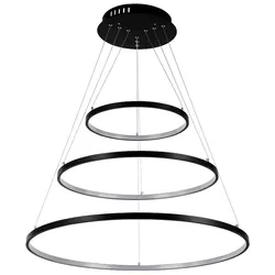 Eurotondisplay 2130Black-3 80x60x40 cm Schwarz 2130-3 Ringe LED Pendelleuchte mit Fernbedienung Lichtfarbe und Helligkeit einstellbar