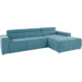 DOMO collection Ecksofa »Brandon große Ausführung B/T/H: 289/177/80 cm, auch in Leder und Cord«, mit Kopfteilverstellung, wahlweise Sitztiefenverstellung, L-Form, blau