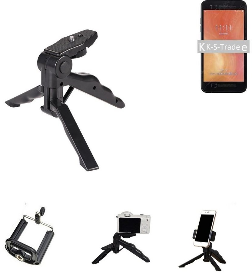 K-S-Trade für Huawei Honor Play Smartphone-Halterung, (Stativ Tisch-Ständer Dreibein Handy-Stativ Ständer Mini-Stativ) schwarz