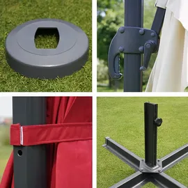 Mendler Gastronomie-Ampelschirm HWC-A96 Flap 300 x 300 cm anthrazit ohne Ständer drehbar