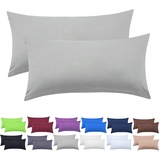 NatureMark 2er Set Jersey Kissenbezüge – Elastisch, weich, atmungsaktiv und hautfreundlich – Waschbare Kissenhülle - 40x80 – Silber Grau