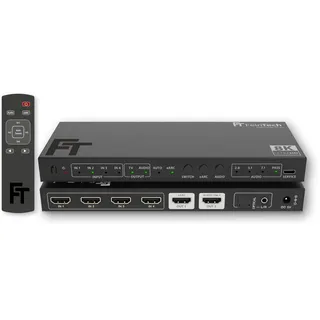 FeinTech SW411 HDMI 2.1 Switch 4 In 1 Out mit Audio Extractor für Soundsysteme mit HDMI-, Toslink- und AUX-Eingang, unterstützt 4K 120Hz & 8K