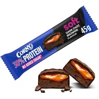 Protein Riegel | Corny | Soft Protein Dark Chocolate Brownie Flavor | 30% Protein | Eiweißriegel ohne Zuckerzusatz | Einzelriegel 45g
