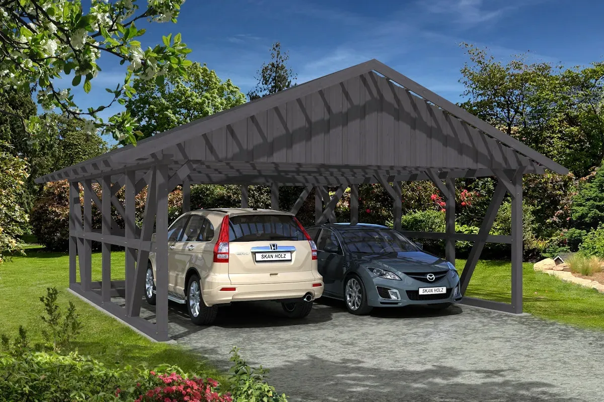 Skan Holz Schwarzwald - Satteldach Doppelcarport 684 cm Holzcarport