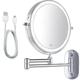 Schminkspiegel - Wiederaufladbar - 10-fache Vergrößerung - Chrom - Vorbestellen