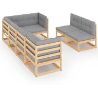vidaXL 7-tlg. Garten-Lounge-Set mit Kissen grau