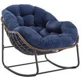 Fine Life Pro Schaukelsessel Rattan-Schaukelstuhl, gepolsterter Schaukel- und Relaxsessel blau