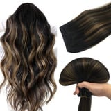 DOORES Tressen Echthaar Tressen, NatüRliches Schwarz Bis Hellblond 40cm (16zoll) 80g, Echthaar Extensions HaarverläNgerung Echthaar Unsichtbar