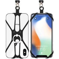 Kinizuxi 2 Stück Handy Lanyard mit Handyring, Silikon Handykette Universal Zum Umhängen Handy Band Schlaufe Handy Kordel Handyschnur für iPhone Samsung Huawei und Mehr (Schwarz)