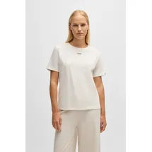 Boss T-Shirt "CI_T-Shirt", Damen, Gr. XS, weiß (open weiß 119), Single Jersey, Obermaterial: 95% Baumwolle, 5% Elasthan, unifarben, Basic, Basic normal, Rundhals, eingesetzt normaler Saum, Shirts T-Shirt, mit BOSS Logo-Schriftzug & Label