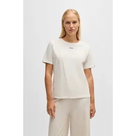 Boss T-Shirt "CI_T-Shirt", Damen, Gr. XS, weiß (open weiß 119), Single Jersey, Obermaterial: 95% Baumwolle, 5% Elasthan, unifarben, Basic, Basic normal, Rundhals, eingesetzt normaler Saum, Shirts T-Shirt, mit BOSS Logo-Schriftzug & Label