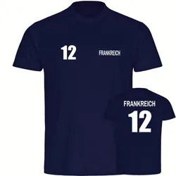 multifanshop Herren T-Shirt - Frankreich - Trikot Nummer 12 - Druck weiß - Männer