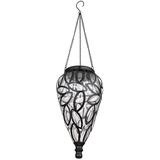 GLOBO Solarlampe Gartendeko Hängeleuchte Außenlampe hängend LED Solarleuchte, im Tropfen Design, Metall schwarz,