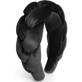 luxuskollektion Samt Geflochtene Stirnband Trachten Vintage Haarband - Schwarz