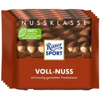 Ritter Sport Voll-Nuss - Schokolade Nuss Vollnuss - 5 Tafeln je 100 Gramm