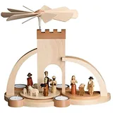 Rudolphs Schatzkiste Bogenpyramide Christi Geburt Natur BxHxT 33x27x18,5cm NEU Holzpyramide Weihnachtspyramide Designpyramide Tischpyramide Wärmespiel Tischdeko Dekoration Weihnachten Wärmespiel