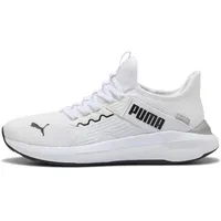 Puma SOFTRIDE ENZO 5 Slip TECH Straßenlaufschuh, Unisex, Weiß/Schwarz/Grau, Echo, 11 UK