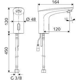Schell Modus E HD-K, Ausladung 120 mm, IR-Sensor, Batteriebetrieb, chrom - 021720699