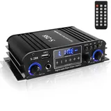 Etlephe 4 Kanal Mini Verstärker, HiFi-Verstärker, Bluetooth 5.0-Stereoverstärker,1200 W,UKW-Radio, tragbare SD-Karte/USB-Eingang/UKW-Radio, für Zuhause oder Ihr Auto, 50 W x4