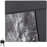 ML-Design Briefkasten Stahl 37x36,5x11 cm Anthrazit/Schwarz-Marmoroptik