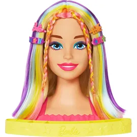 Barbie Mattel HMD78 Barbie Totally Hair Regenbogen Deluxe Styling Kopf Frisurenkopf Frisierkopf - Rosa