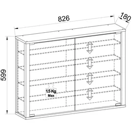 VCM Wandvitrine Vitrosa L 83 x 18 x 60 cm Grau