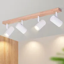 GBLY Deckenstrahler 4 Flammig Holz schwenkbar weiß
